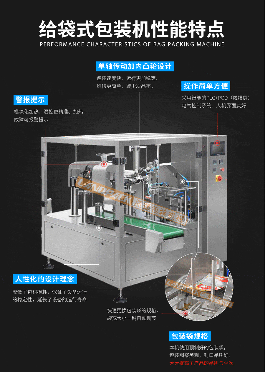 站立袋粉末包裝機(jī)特點